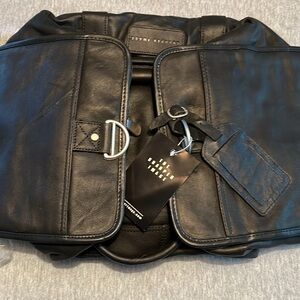 *NWT* Sharper Image Leather Overnighter 2- Black